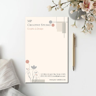 Papelaria Abstract Pastel Design: Modern Florals & Geometry 