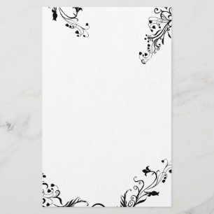 Papelaria Abstrato Black Floral Vinculando Stationery