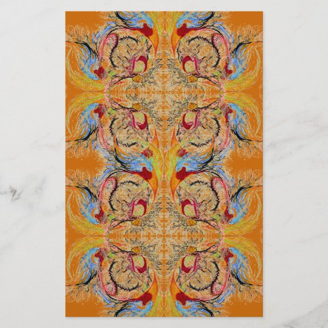 Papelaria Abstrato de Fantasia Papel de Artesanato Laranja (Frente)