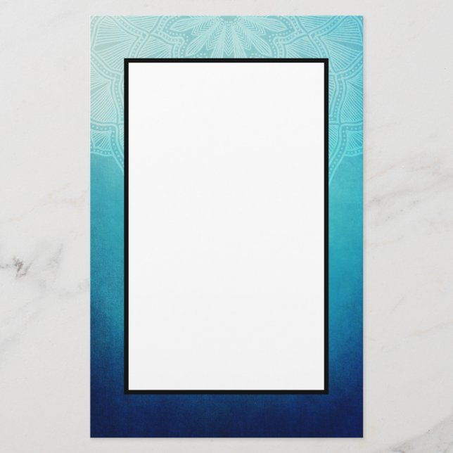 Papelaria Abstrato de Mandala Azul bonito (Frente)