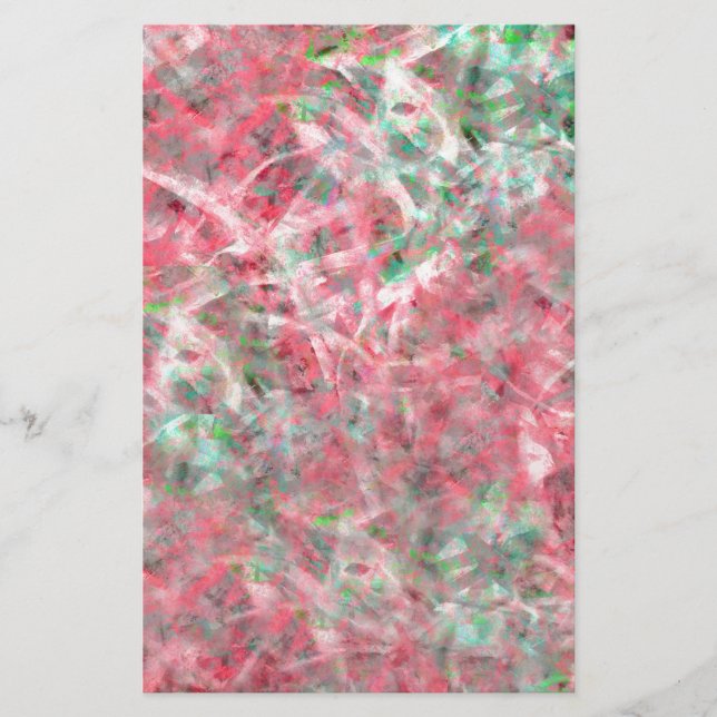 Papelaria Abstrato expressionista dança em rosa e verde (Frente)