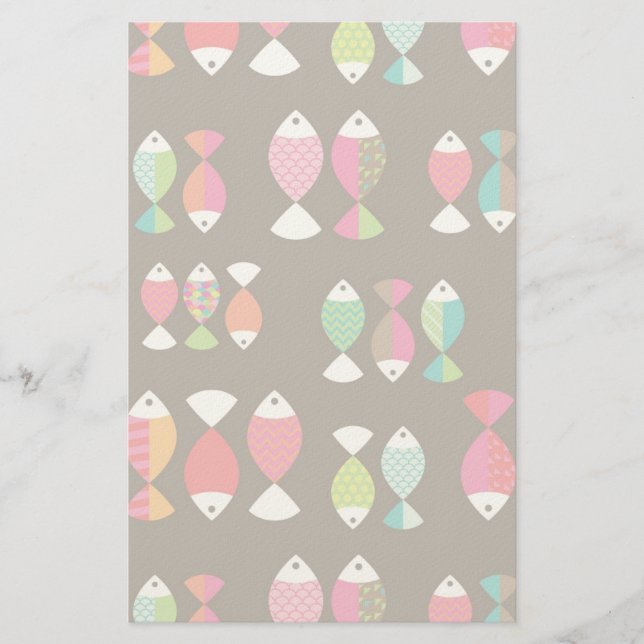 Papelaria Abstrato retro peixes submarinos 2 (Frente)