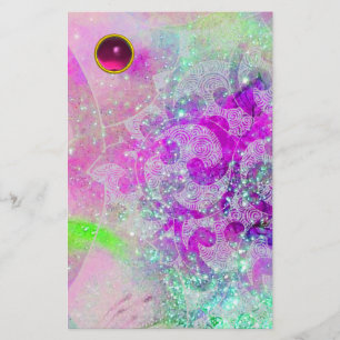 Papelaria ABSTRATO WAVES Azul Teal, Fuchsia Roxo Gemstone