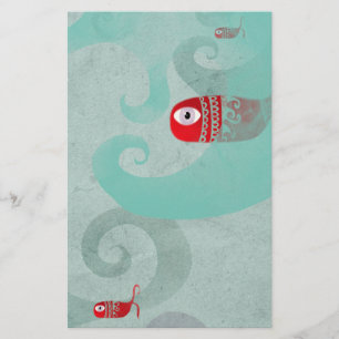 Papelaria Acabamento das ondas do mar com elegância vermelh