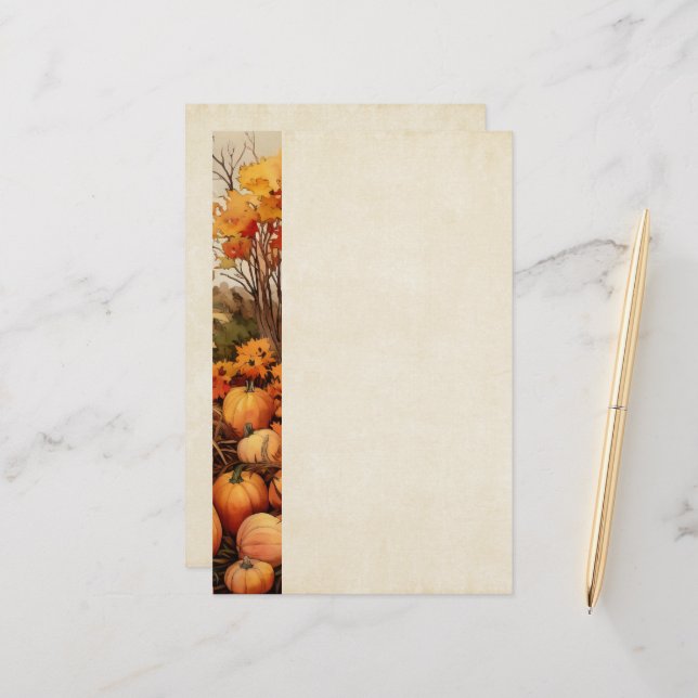 Papelaria Ação de Graças de Colheita de Fazendas de Abóbora (Frente/Verso In Situ)