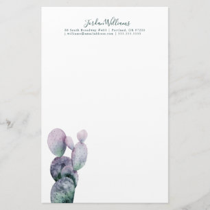 Papelaria Adicionar Seu Nome Cactus Roxo