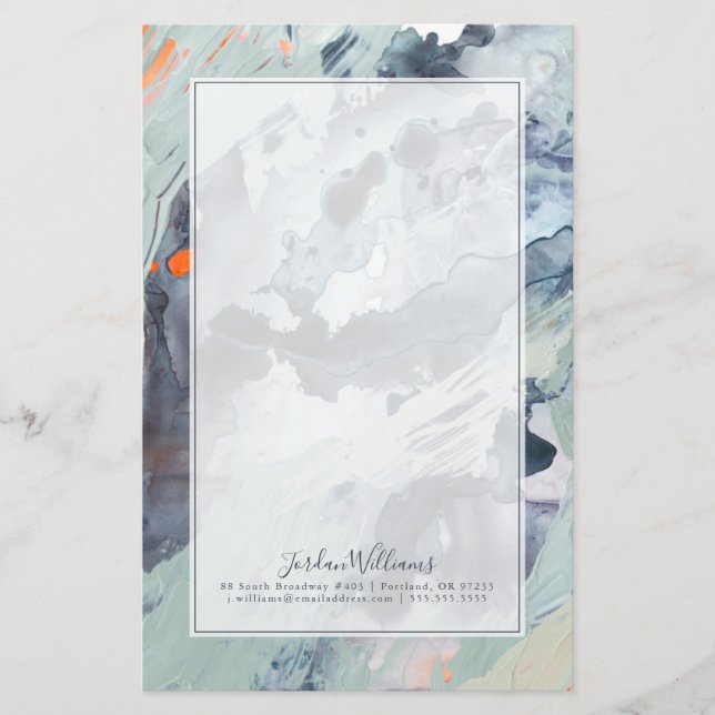 Papelaria Adicionar Seu Nome| Mar Polifônico - Azul (Frente)