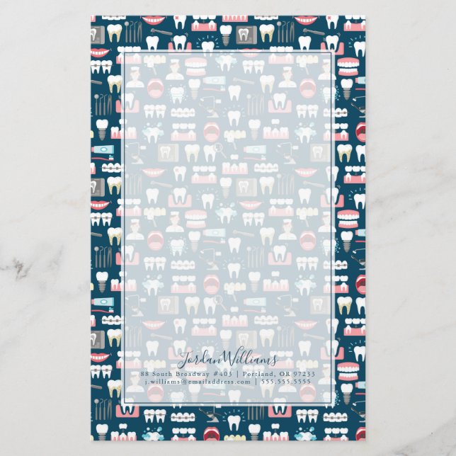 Papelaria Adicionar Seu Nome| Padrão de escritório clínico d (Frente)