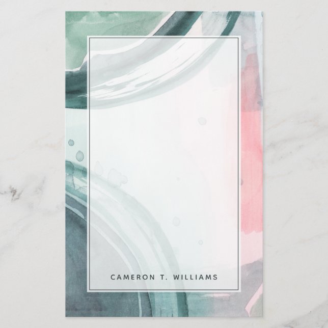 Papelaria Adicionar Seu Nome| Pastel Scribe - Aquarela (Frente)