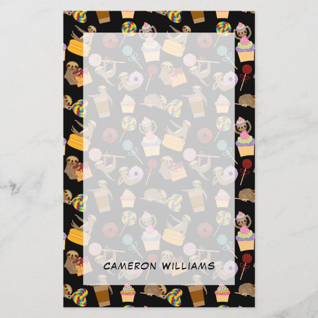 Papelaria Adicione seu teste padrão doce dos deleites da (Frente)