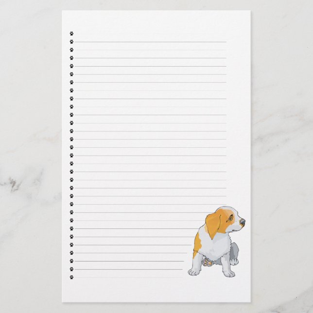 Papelaria Adorável Com Cachorro Vinculado (Frente)