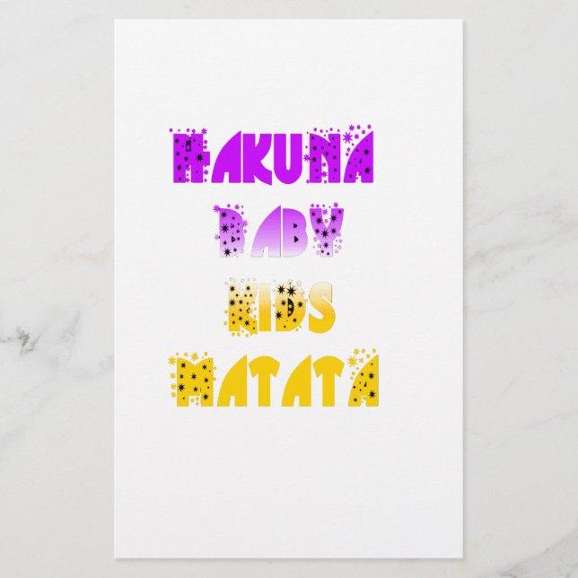 Papelaria Adorável Roxo e Amarelo Hakuna Matata Baby Kids G (Frente)