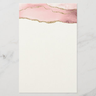 Papelaria Agite de Blush Rosa com Elegante de Fita Dourada