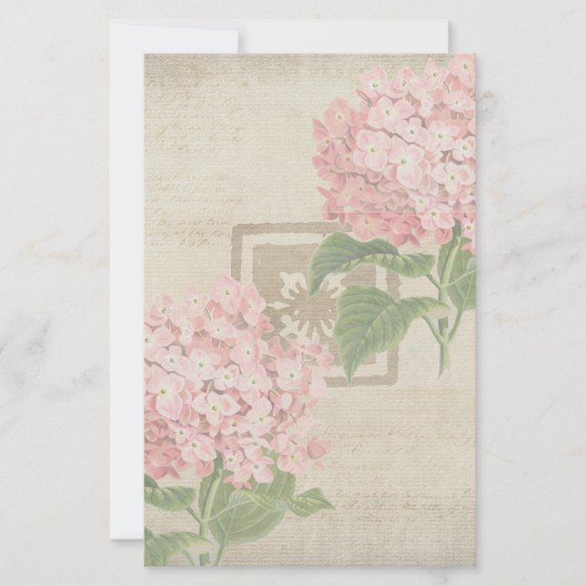Papelaria Agrupamentos de Hortênsias Rosa (Frente)
