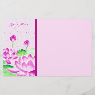 Papelaria Aguarela cor-de-rosa bonito de Lotus que pinta o