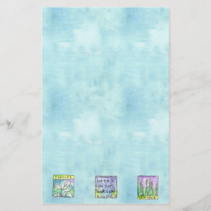 Papelaria Aguarela do azul da ilustração do jardim de erva