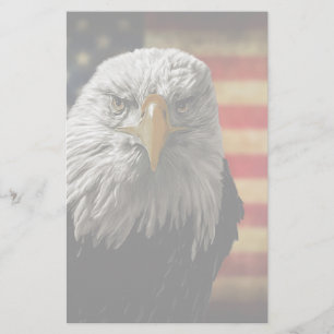 Papelaria Águia Balda Americana na Bandeira Grunge