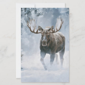 Papelaria Alce Macho Caminhando pela Neve Boreal