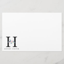 PAPELARIA ALFABETES FLORAIS AZUIS SUAVES, LETRA H