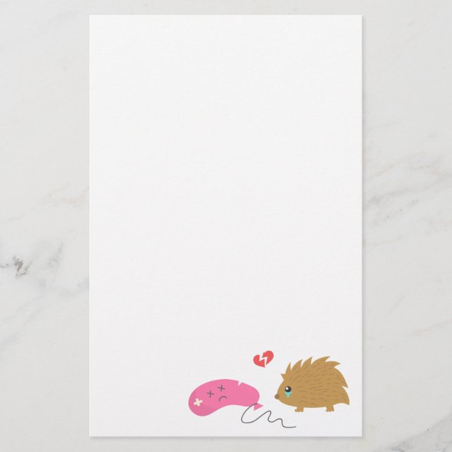 Papelaria Algum amor não é para ser, ouriço engraçado (Frente)