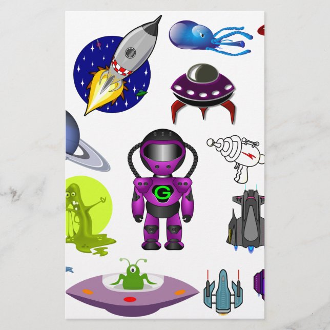 Papelaria aliens de clipe de espaço artesanato (Frente)