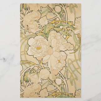 Papelaria Alphonse Mucha Peonies Peony Rosa Fawn 1897
