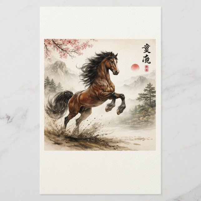 Papelaria Amantes de cavalos, chineses (Frente)