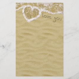 Papelaria "Amo-te" Coração escrito em Areia