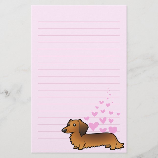 Papelaria Amor do Dachshund (longhair) (Frente)