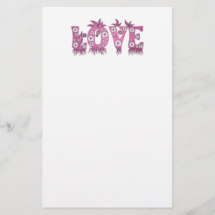 Papelaria Amor ( em flores, tipo de letra )