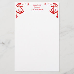 Papelaria Âncora do canto das cores DIY com vermelho de cord