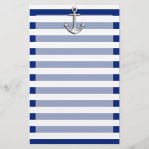 Papelaria Âncora do cromo em listras do marinho