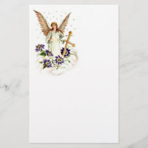 Papelaria Angel Com Flores De Cruz E Clematis