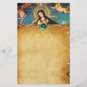 PAPELARIA ÂNGULOS E PARCHES VIRGENS COM GEMS AZUIS