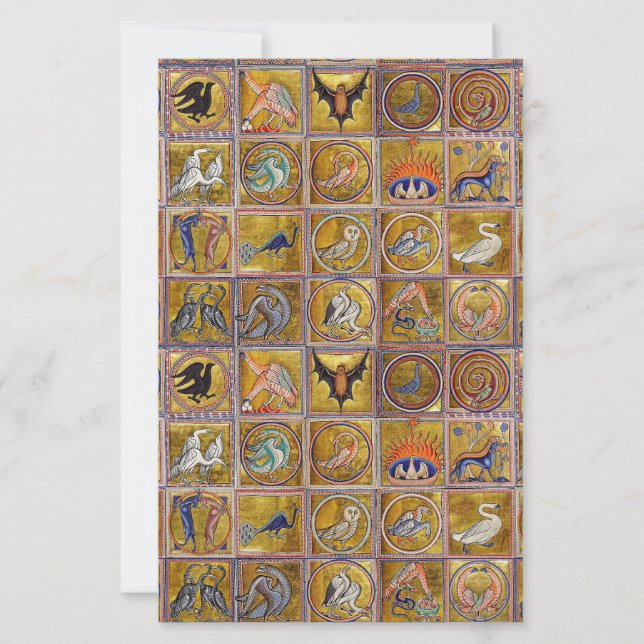 PAPELARIA ANIMAIS MÉDIOS BESTIÁRIOS, FANTÁSTICOS, AZUL VERME (Frente)