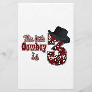 Papelaria Aniversário de 3 anos de cowboy pequeno