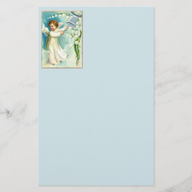 Papelaria Anjo Bebê Com Bela Azul (Frente)