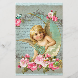 Papelaria Antiguidade azul do rosa cor-de-rosa do vintage do