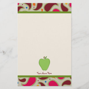 Papelaria Apple verde & professor personalizado Paisley