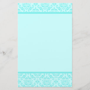 Papelaria Aqua Blue Turquoise Damask