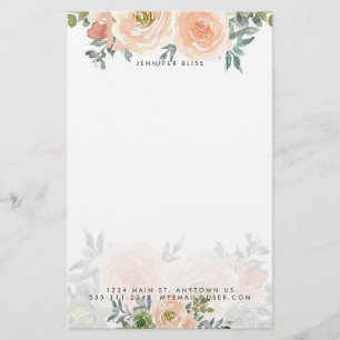 Papelaria Aquarela floral personalizada rosa e verde