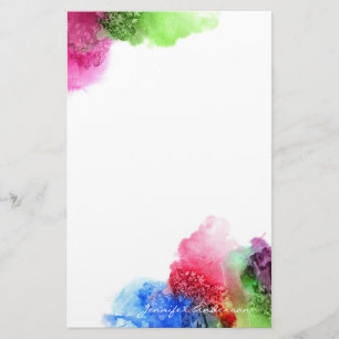 Papelaria Aquarela Moderno Azul Verde Vermelho Personalizado