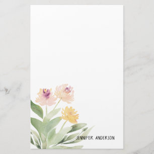 Papelaria Aquarela Verde Flora Moderna de Primavera