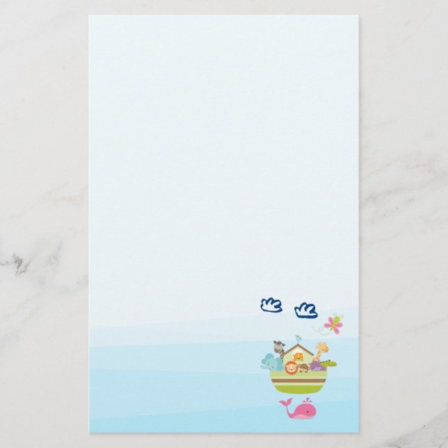 Papelaria Arca animal do zoológico com borboleta e baleia (Frente)