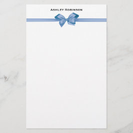 Papelaria Arco de Satin Azul-Claro Elegante em Branco