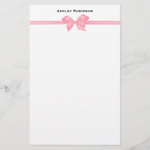Papelaria Arco de Satin Rosa Elegante em Branco