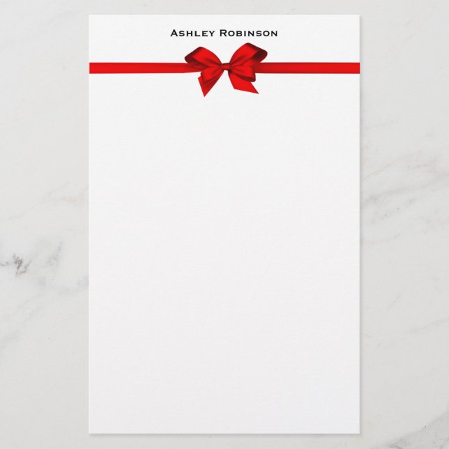 Papelaria Arco Elegante de Satin Vermelho em Branco (Frente)