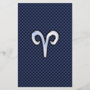 Papelaria Aries Zodiac Sinal no Marinho Blue Carbon Fibra Im