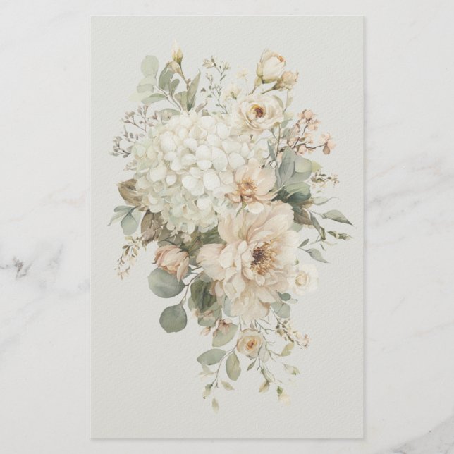 Papelaria Arranjos de Flores de Marfim Adesivo – Floral Eleg (Frente)