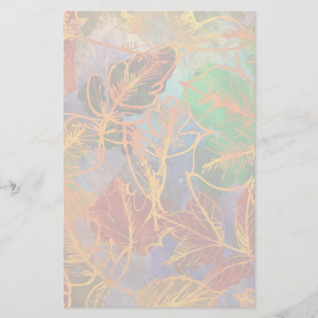 Papelaria Art Autumn Deixa O Fundo Em Cores Arco-Íris (Frente)